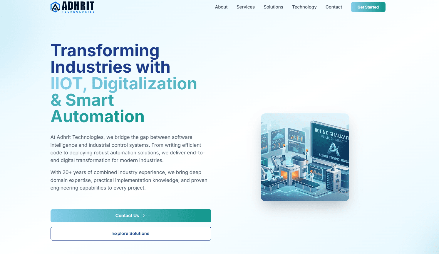Adhrit Technology - Vaurdin portfolio - Industrial automation and IoT digital transformation platform with smart manufacturing solutions. A custom web application using Next.js focused on IIOT integration and software-driven control systems.